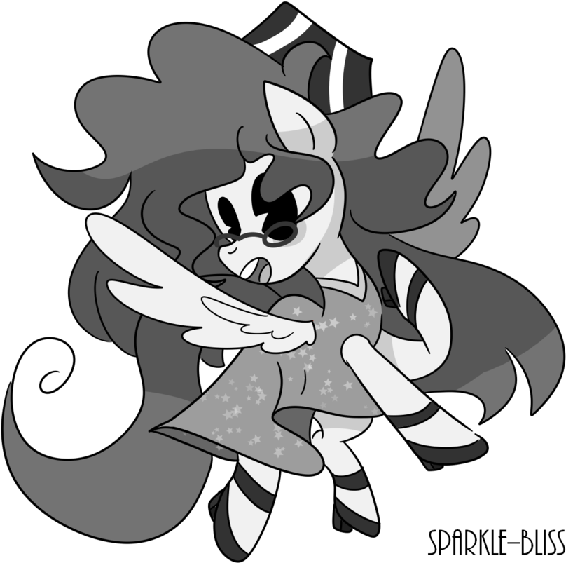 Sparkle-bliss, Black And White Cartoon, Clothes, Commission, - Cartoon (1024x956), Png Download