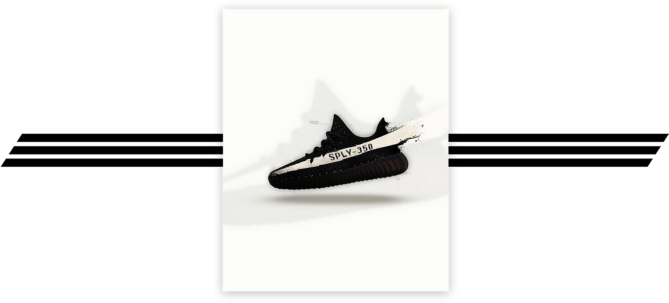 First I Chose An Image Of The Black/white Yeezy Boost - Slip-on Shoe (1400x655), Png Download
