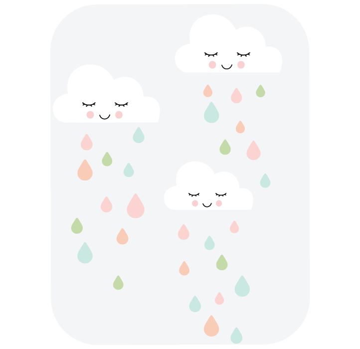 Cloud With Rain Drops Print (722x700), Png Download