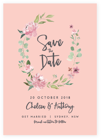 Peony Frame Save The Date Blush - Save The Date Frame (347x475), Png Download