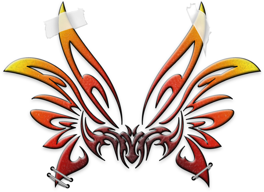 Alien Wings Tribal Tattoo Stencil - Tattoo 3d Png (900x750), Png Download