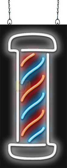 Barber Pole Small Neon Sign - Barbershop (221x550), Png Download