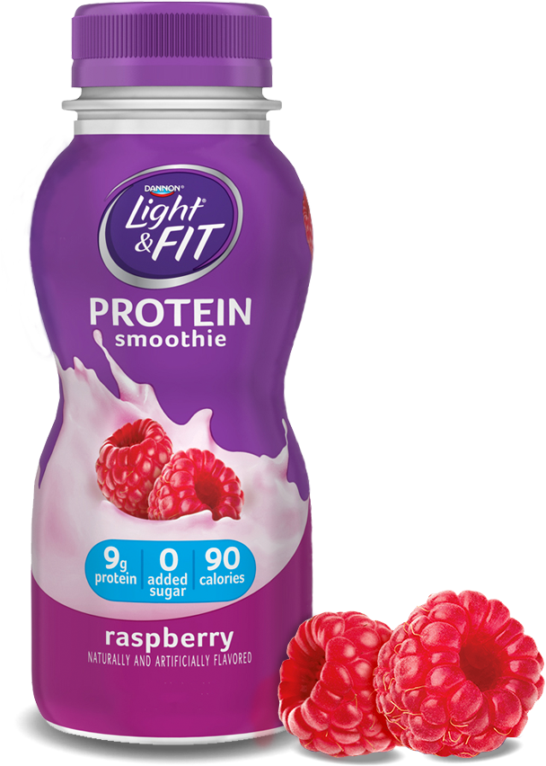 Raspberry Protein Smoothie - Light & Fit Yogurt Drink, Nonfat, Strawberry - (1140x900), Png Download