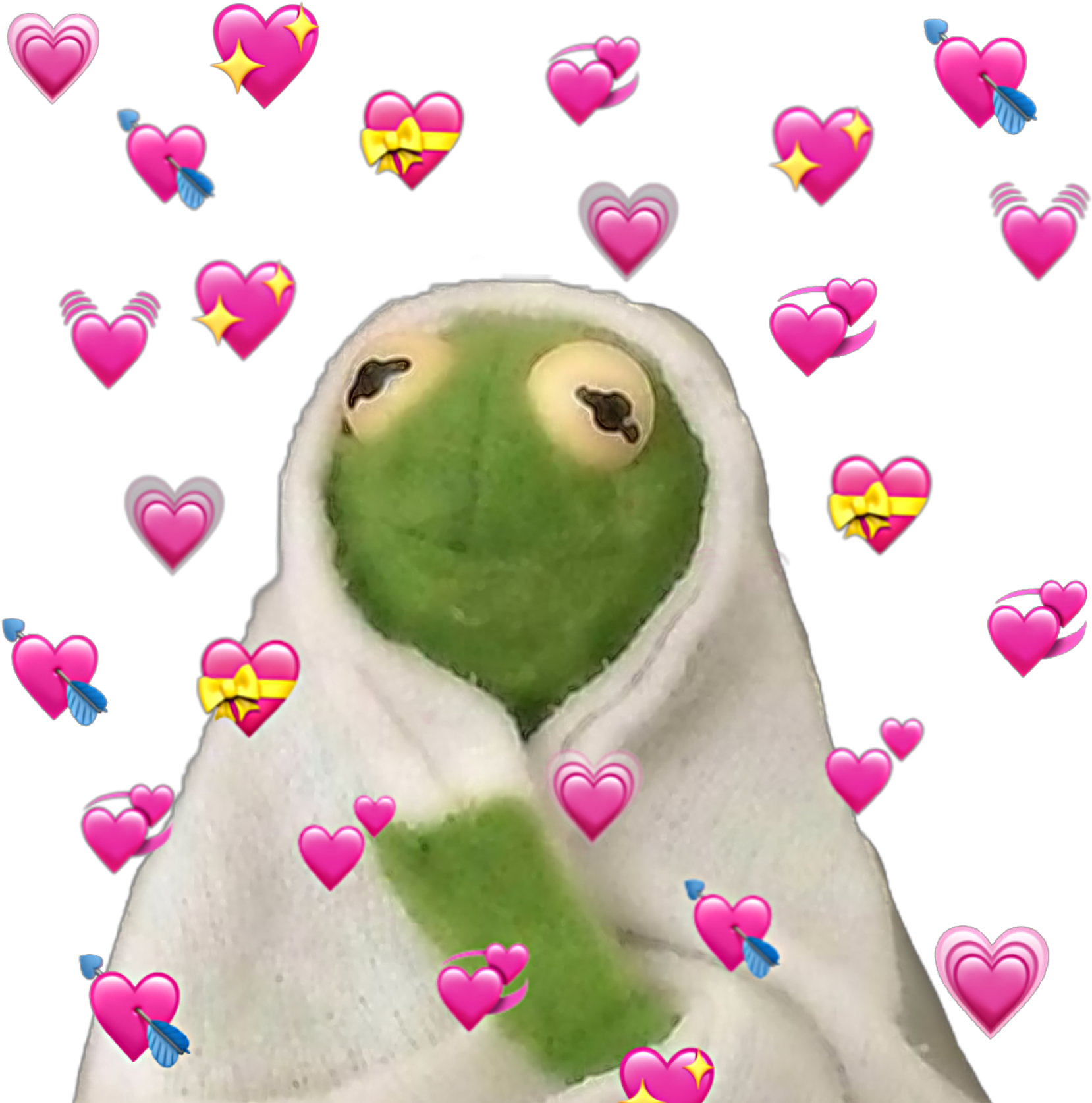 Kermit Hearts Trendy Frog Green Emoji Scaredkermit - Kermit The Frog Hearts (1773x1773), Png Download