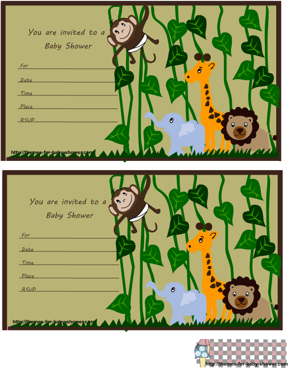 Jungle Baby Shower Invitations 3 - Jungle Book Printable Invitations (612x792), Png Download