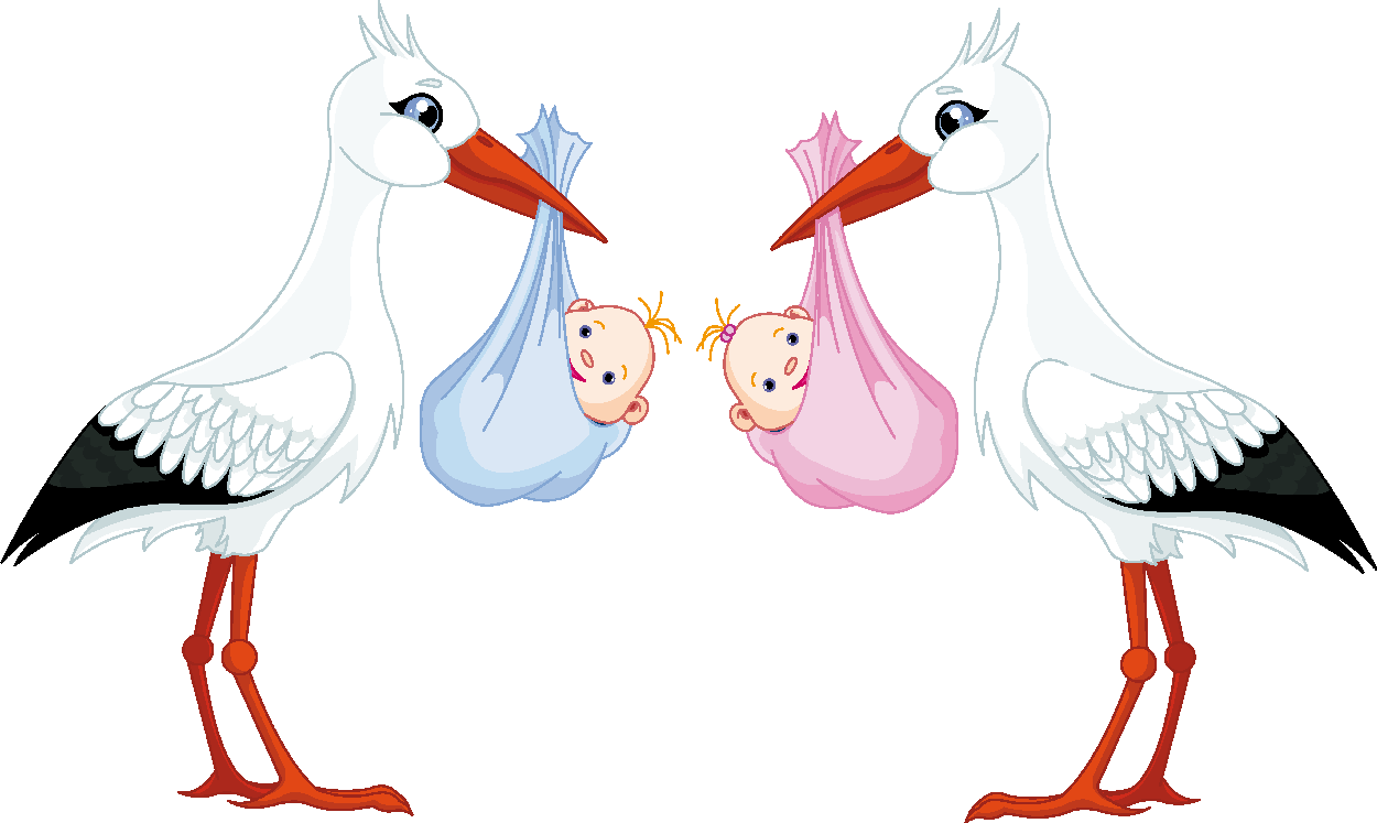 Cigueña Para Baby Shower Png - Boy And Girl Twins Clipart (1250x747), Png Download