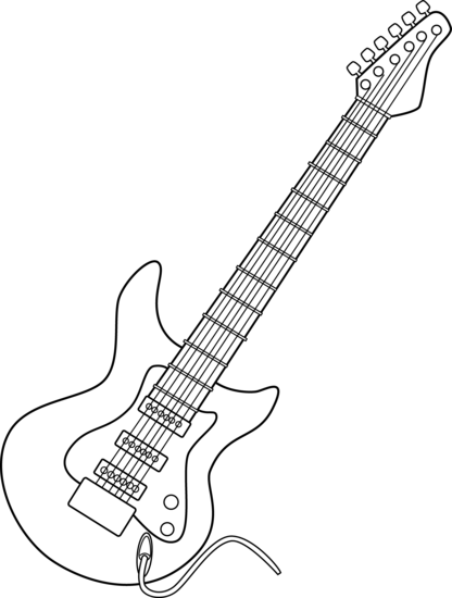 Electric Guitar Clip Art Png - Electric Guitar Line Art (416x550), Png Download
