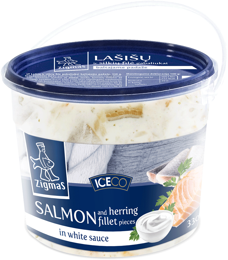 Salmon And Herring Fillet Pieces In White Sauce - Herring (1600x1000), Png Download