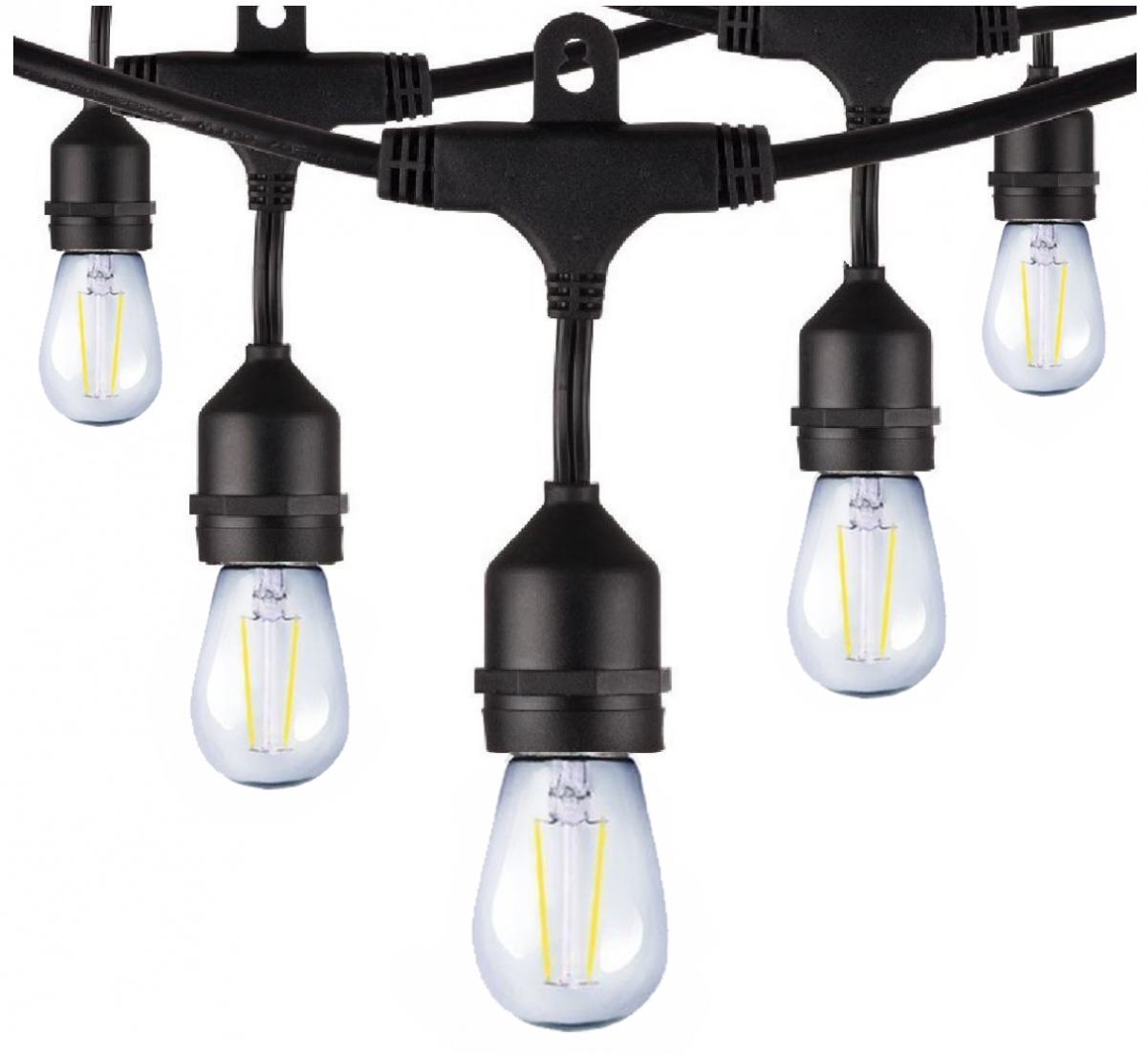 Led String Lights With S14 Bulbs - Honeywell 48 Foot Replaceable Filament Style Amber (398x500), Png Download