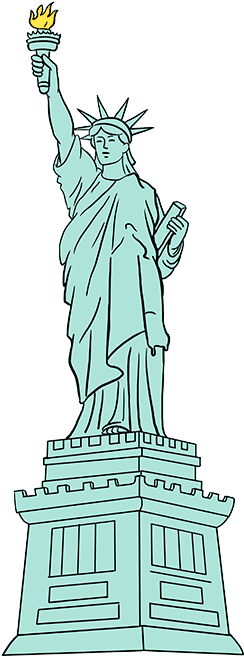 How To Draw Statue Of Liberty - Statue Of Liberty Drawing Simple (680x678), Png Download