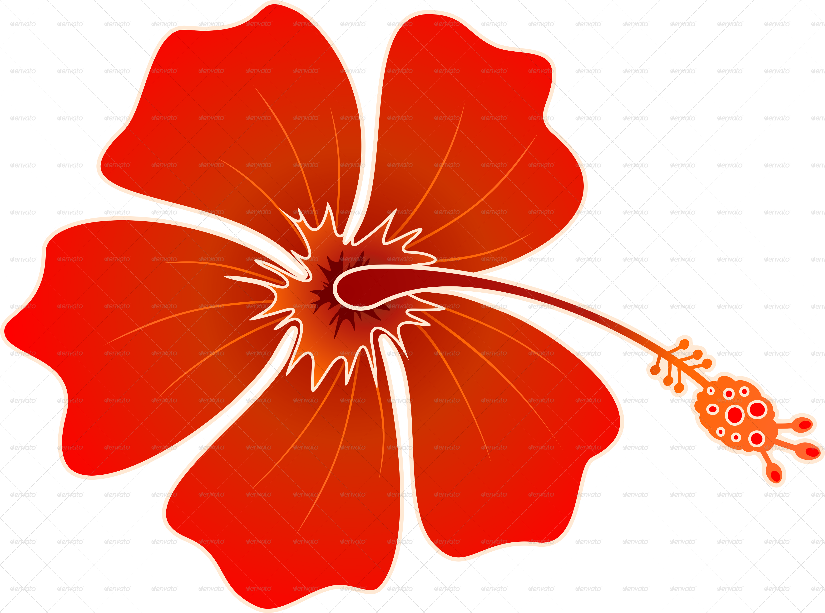 Red Hibiscus Png Clip Art Library - Batik Hibiscus (3467x2579), Png Download