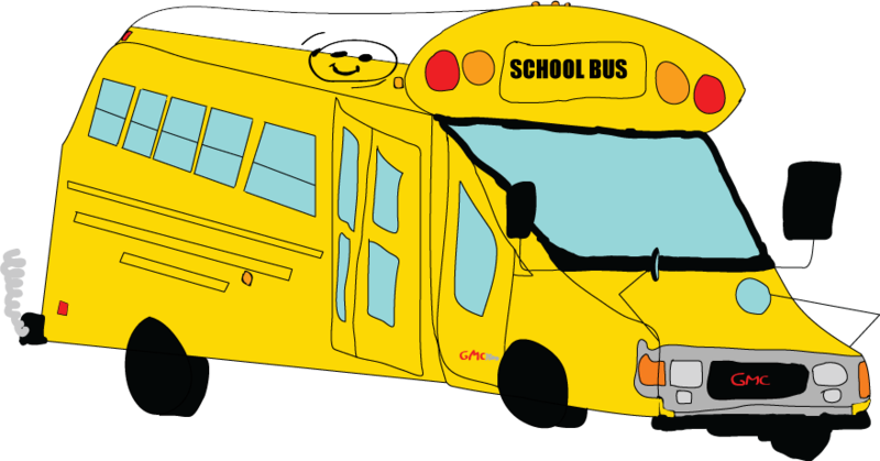 A Drawing Of A School Bus Transparent (800x419), Png Download