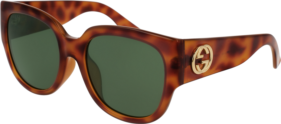 Gg0142sa-002 Avana Sunglasses / Green Lenses - Gucci 0053 Square Sunglasses (1000x560), Png Download