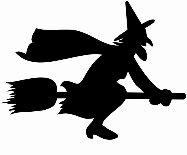 Halloween Witch Png Image Background - Witch Riding A Broom Silhouette (650x540), Png Download