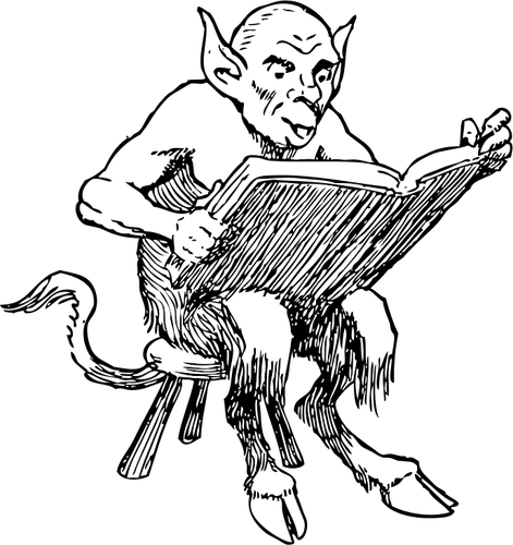 Banner Stock Devil Horns At Getdrawings - Devil Reading A Book (471x500), Png Download