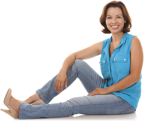 Woman Sitting On Floor Png (524x418), Png Download