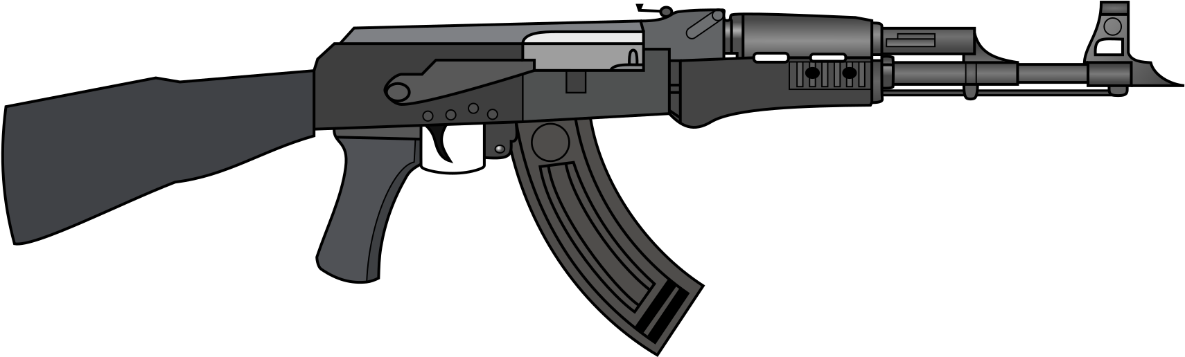 Ak-47 - Kalashnikov Ak 47 Black (1739x537), Png Download
