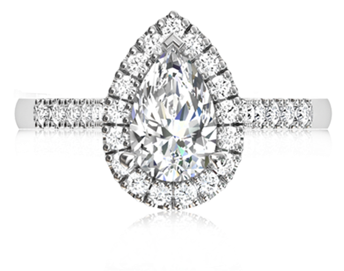 Pear Halo Diamond Ring - Halo Round Diamond Ring (900x900), Png Download