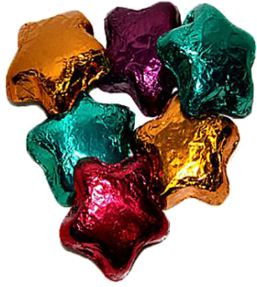 Assorted Color Foiled Dark Chocolate Stars Bulk Bags - Wrapped Chocolate Png (500x500), Png Download