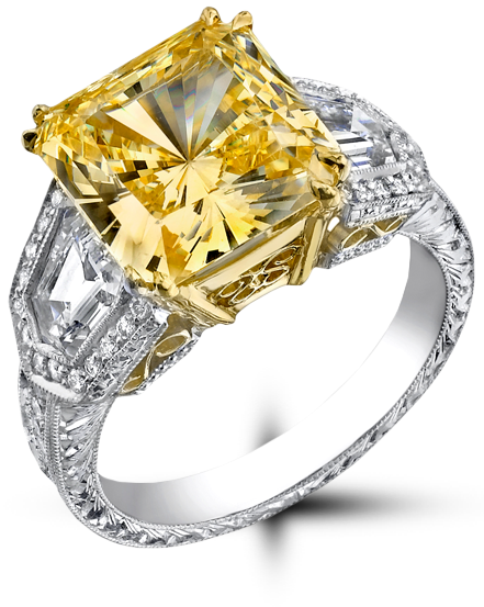 Fine Jewelry Store Near Cleveland Downtown - Yellow Diamond 0.5 Carat Cushion (460x556), Png Download