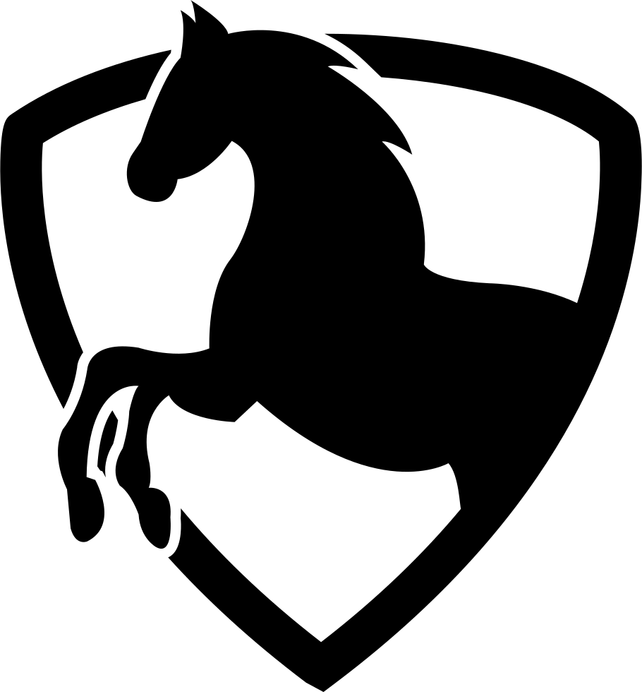 Black Horse Part In A Shield Outline Comments - Desenhos De Cavalos Preto (910x980), Png Download