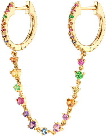 Rainbow Double Huggie With Tennis Chain - Tennis (750x750), Png Download