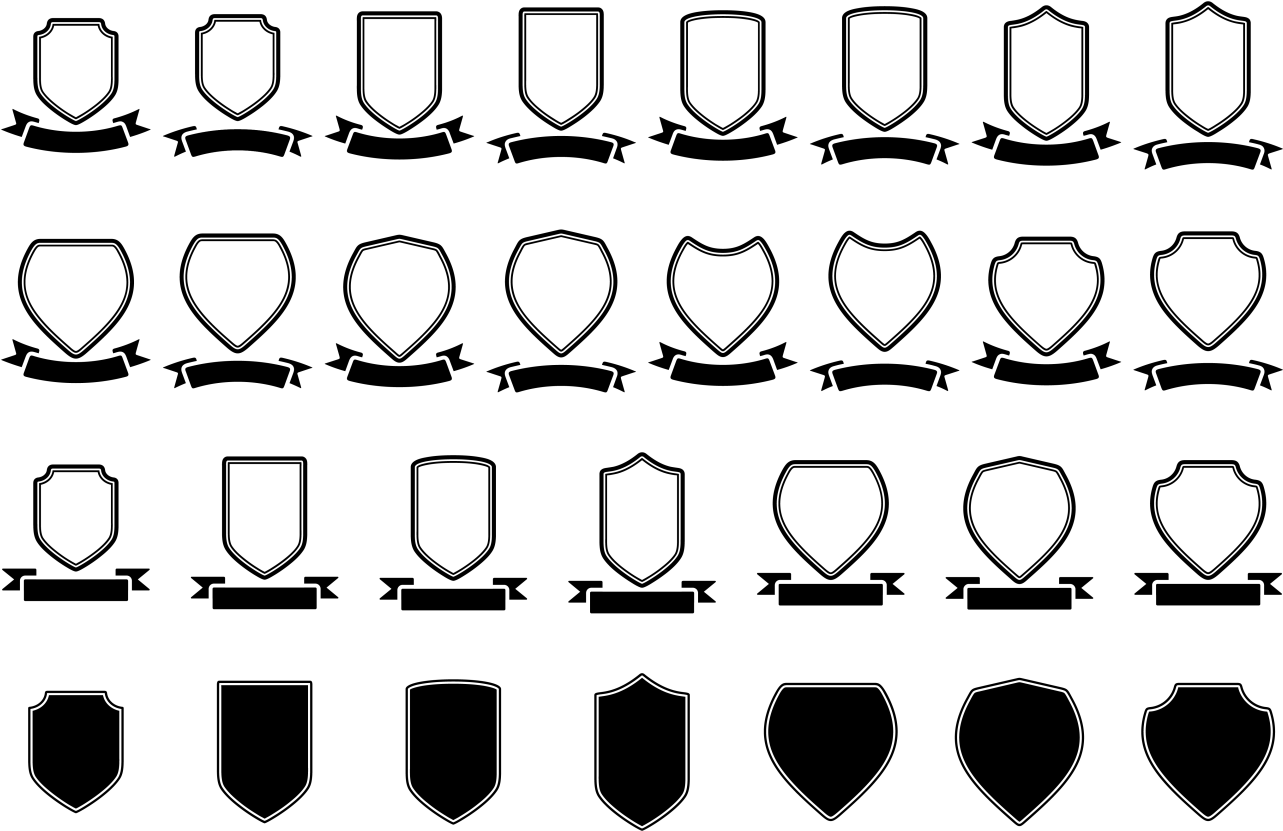 Blason Shield Ribbon Vector Template - Blason Vector (1400x980), Png Download