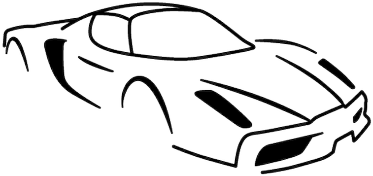 Ferrari Enzo Silhouette Decal - Race Car Transparent Png Black And White (800x800), Png Download