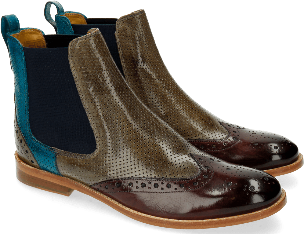Amelie 5 Perfo Burgundy Mint Green Smoke Ice Blue Ankle - Chelsea Boot (1024x1024), Png Download