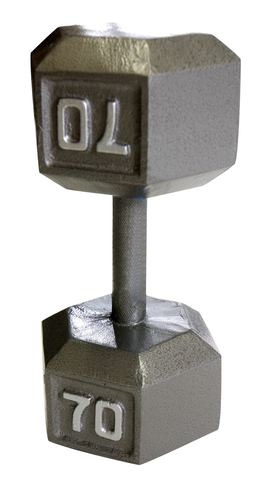 Cap Barbell 70lb Cast Iron Hex Dumbbell - Cap Barbell Cast Iron Hex Dumbbell 70 Lbs (254x477), Png Download