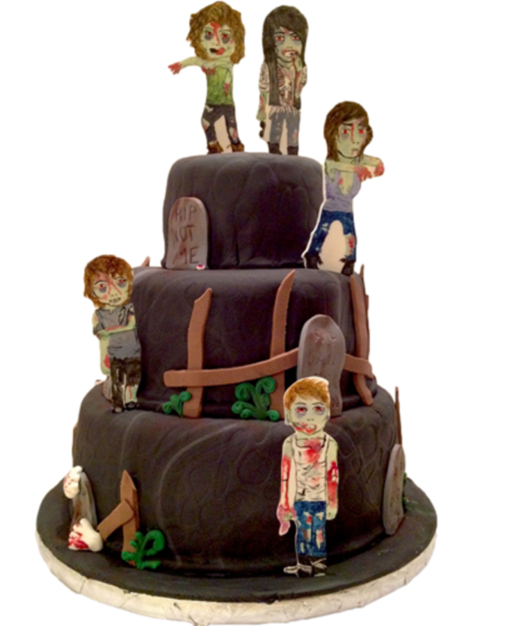 Halloween Birthday Zombie Cake Gumpaste Toppers Hand - Halloween Birthday Cake Png (900x900), Png Download