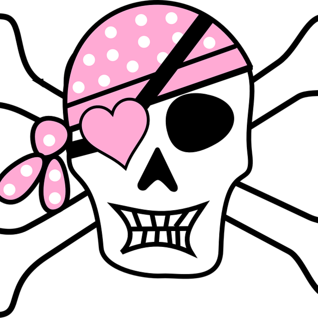 Free Skull And Crossbones Clip Art Pirate Skull And - Pink Pirates (1024x1024), Png Download