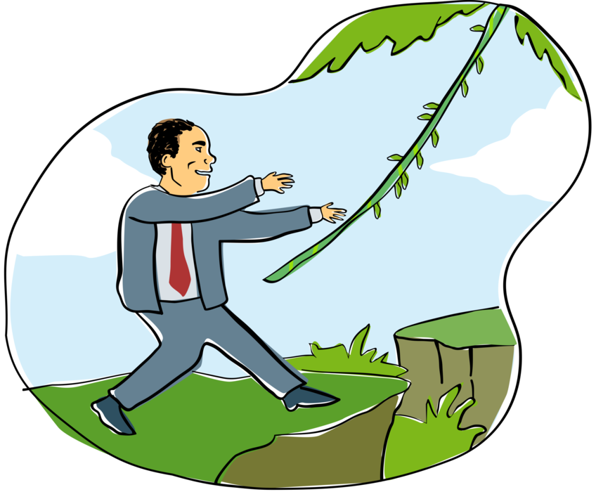Vector Illustration Of Businessman Grabs Vine In Jungle - Illustration (848x700), Png Download