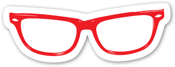 Hipster Eye Glasses Red - Illustration (600x249), Png Download