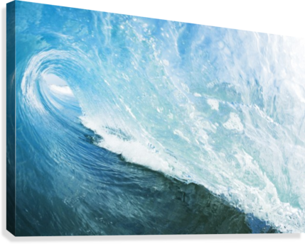 Blue Ocean Wave Canvas Print - Printscapes Wall Art: 36" X 24" Canvas Print With Black (429x344), Png Download