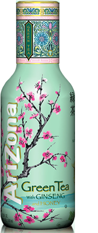 Arizona Green Tea, With Ginseng And Honey - 16 Fl Oz (265x500), Png Download