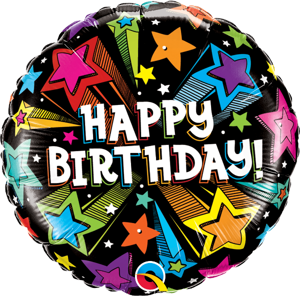 Birthday Colorful Shooting Stars Balloon - Birthday Colourful Shooting Stars Foil Balloon (600x592), Png Download