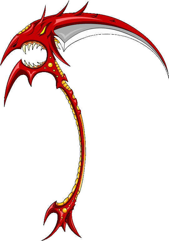Red Ebil Scythe - Demonic Scythe (545x781), Png Download