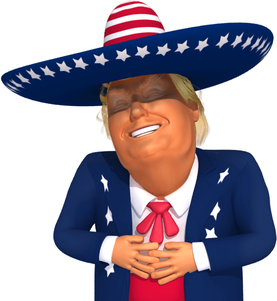 #trumpstickers Big Laugh Mexican Trump 3d Caricature - Caricature (618x618), Png Download