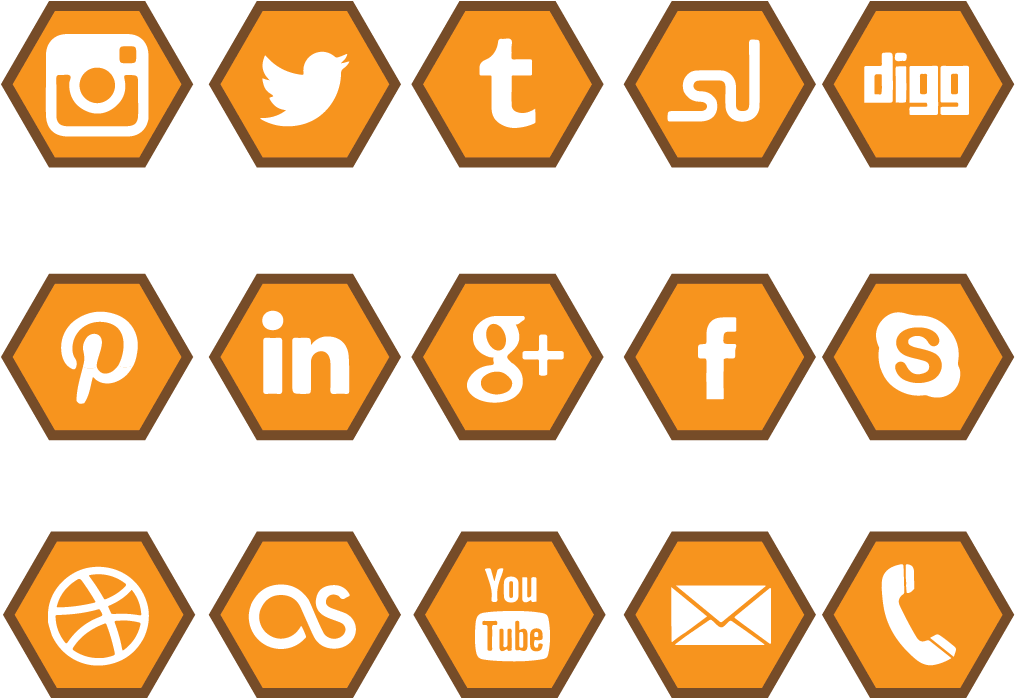 Orange Social Media Icons (1024x768), Png Download