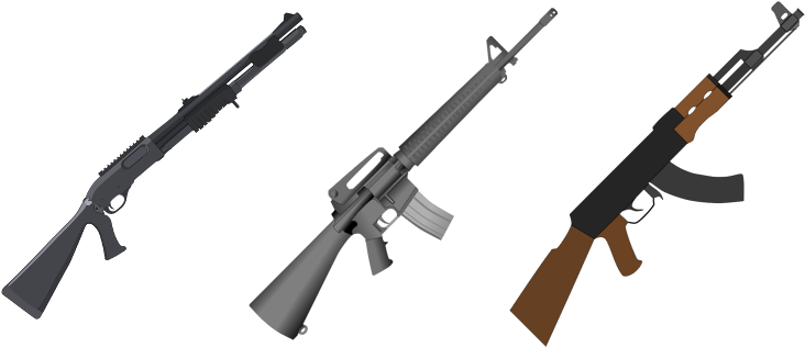 This As Prop Set Includes Shotgun, M16 Rifle And Ak47 - Ak 47 Png Anime (800x325), Png Download