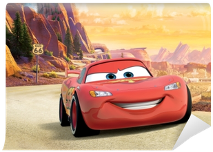 Lightning Mcqueen On The Route 66 Wall Mural Disney - Cars Lightning Mcqueen (400x400), Png Download