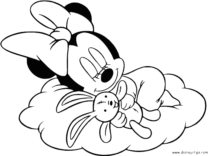 1-minnie - Baby Minnie Coloring Page (736x556), Png Download
