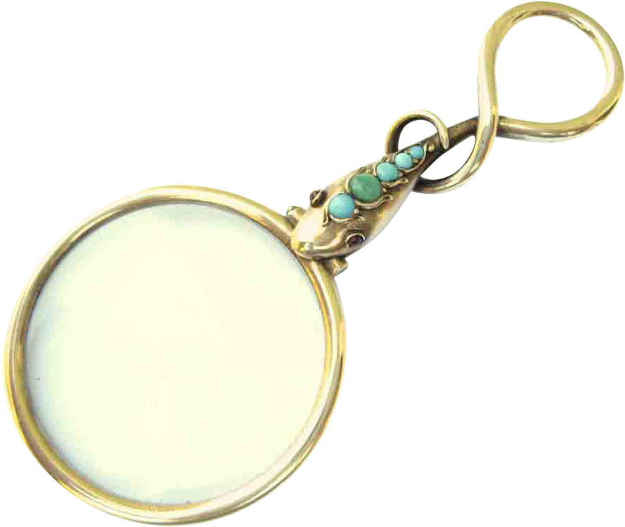 14k Rare Early Victorian Turquoise Snake Quizzing Glass - Glasses (889x889), Png Download