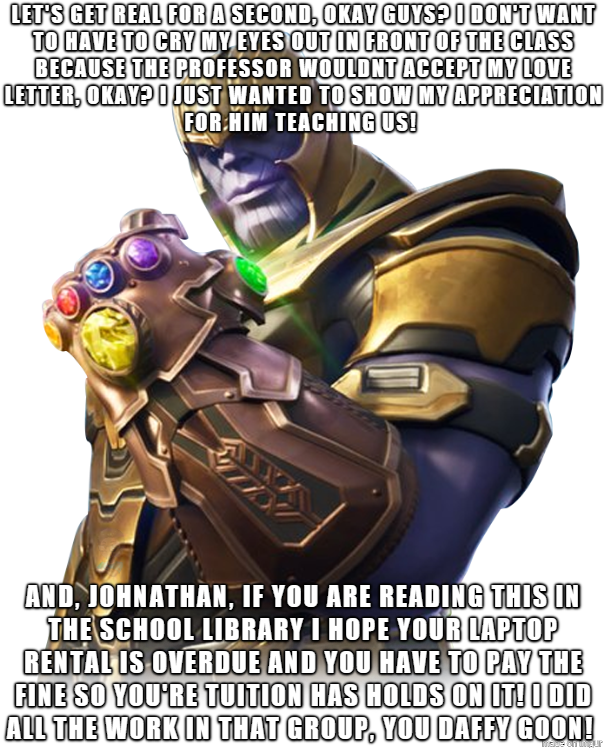 Thanos In Fortnite Was A Reall Bad Idea Tbh - Thanos From Fortnite (610x747), Png Download