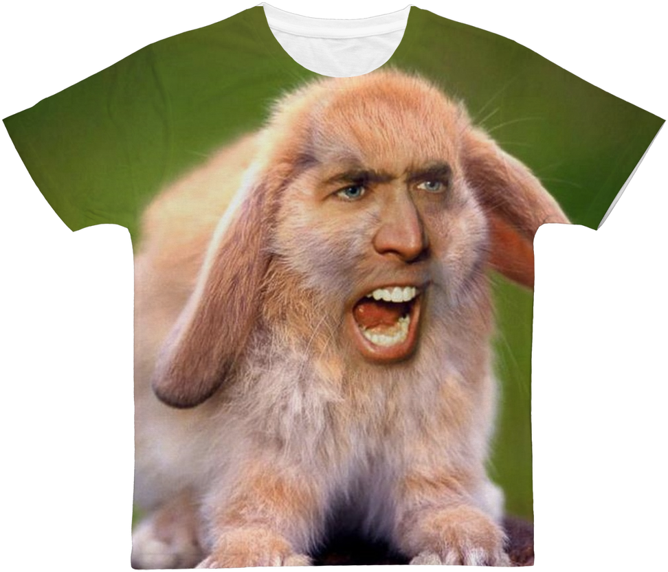 Nicolas Cage's Face On A Rabbit ﻿classic Sublimation (900x900), Png Download