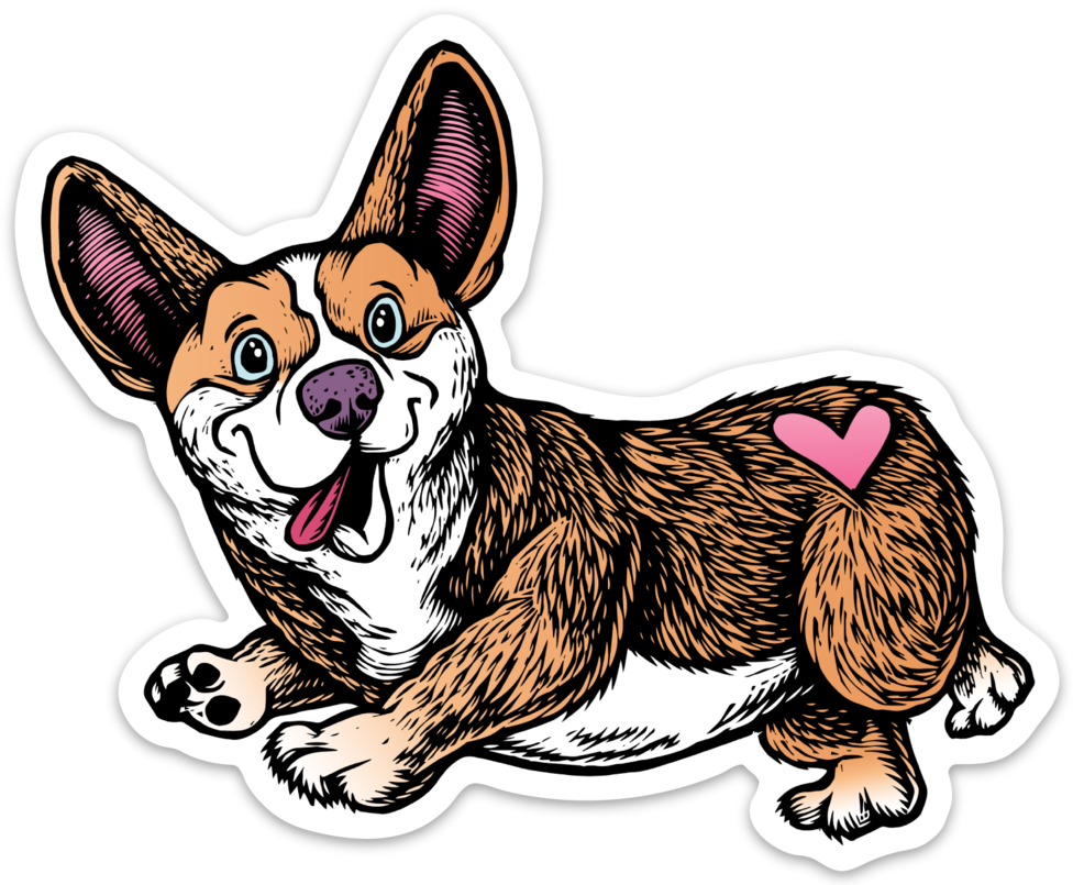 Image Of Corgi Sticker - Dorgi (976x805), Png Download