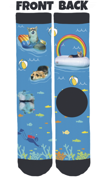 Zero The Corgi Summer Crew Socks - Socks Front And Back (600x600), Png Download