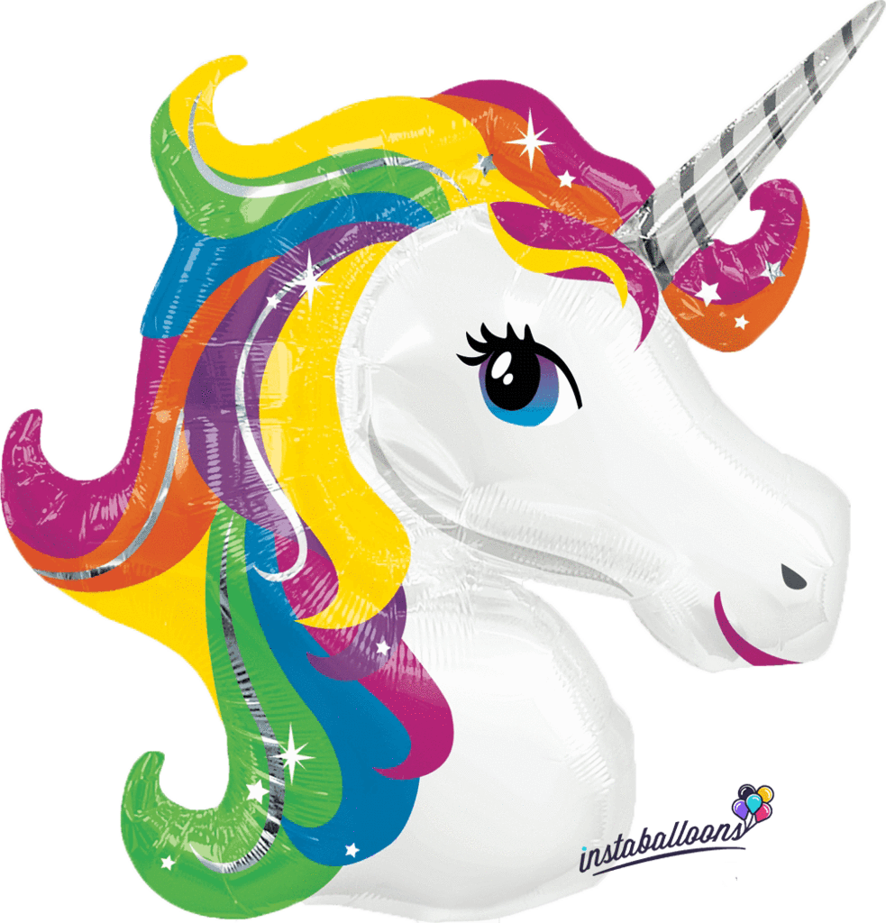 Rainbow Unicorn Jumbo 33" Balloon - Rainbow Unicorn (983x1024), Png Download