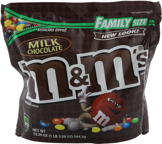M&m's Milk Chocolate Family Size Resealable Zipper - M&m's Pretzel (600x536), Png Download